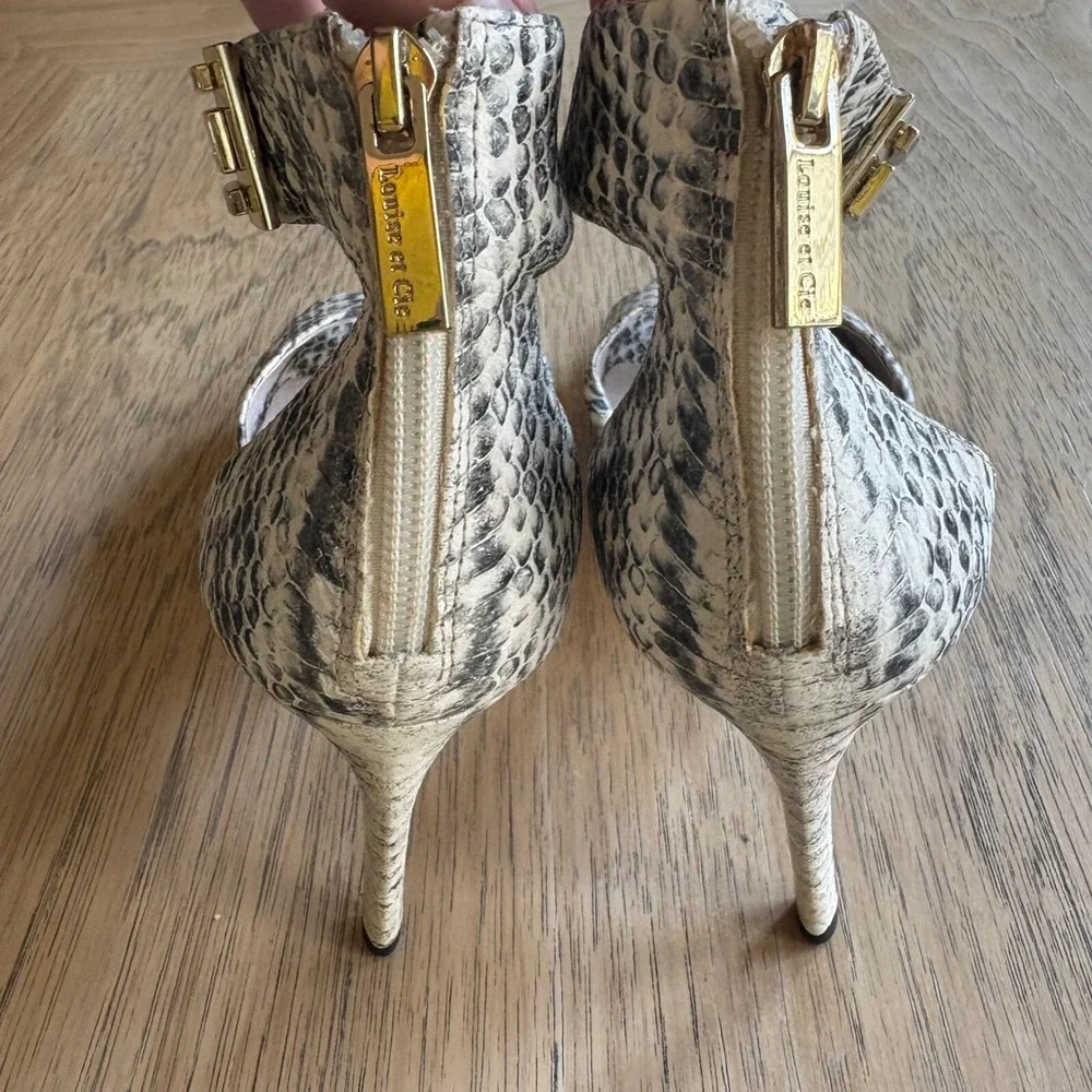 $150 LOUISE ET CIE Gordon Python Snakeskin Leather Stiletto Heels SIZE 10M EUC - Picture 7 of 15